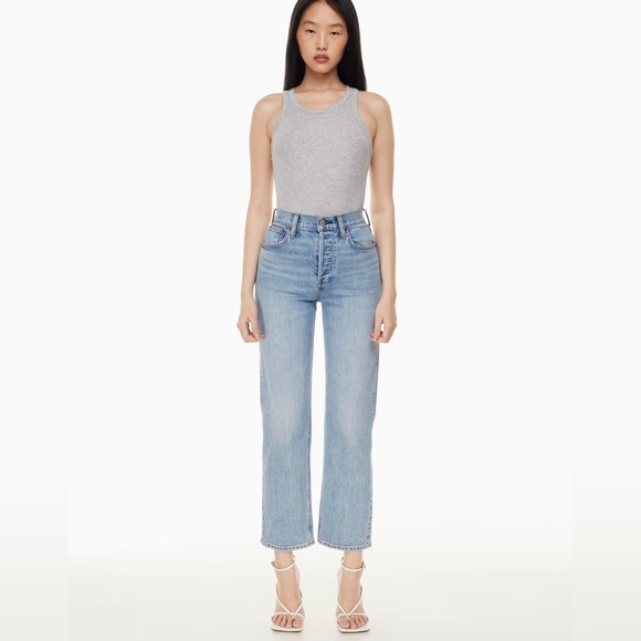 Aritzia Denim Forum The Arlo High Rise Straight 28L | Size 25 Light Wash - Picture 1 of 15